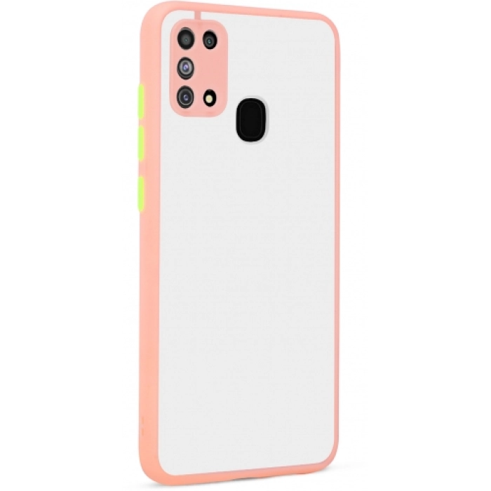 Samsung Galaxy M31 Kılıf Kamera Korumalı Arkası Şeffaf Mat Silikon Kapak - Yeşil