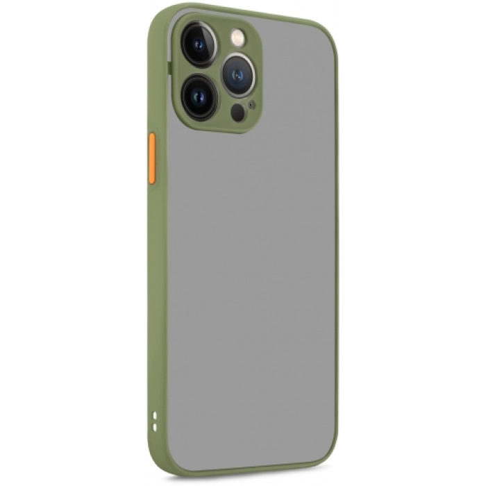 Apple iPhone 13 Pro (6.1) Kılıf Kamera Korumalı Arkası Şeffaf Mat Silikon Kapak - Yeşil