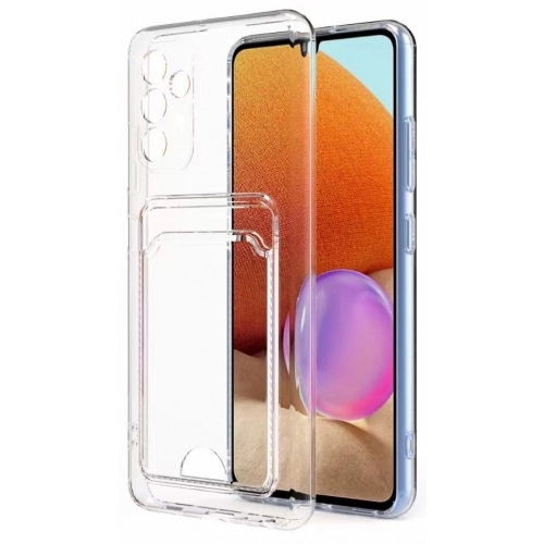 Samsung Galaxy A54 Kılıf Kartlıklı Şeffaf Esnek Silikon Kamera Korumalı