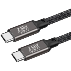 Zore QG02 Thunderbold Uyumlu Type-C to Type-C PD3.1 Data Kablosu 240W 480Mbps 50cm - Siyah