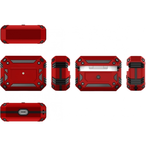 Apple AirPods Pro Kılıf Zırh Korumalı Airbag Kılıf - Kırmızı