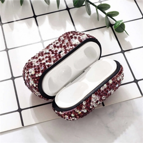 Apple Airpods Pro Kılıf Zore Diamond Taşlı Silikon - Kırmızı