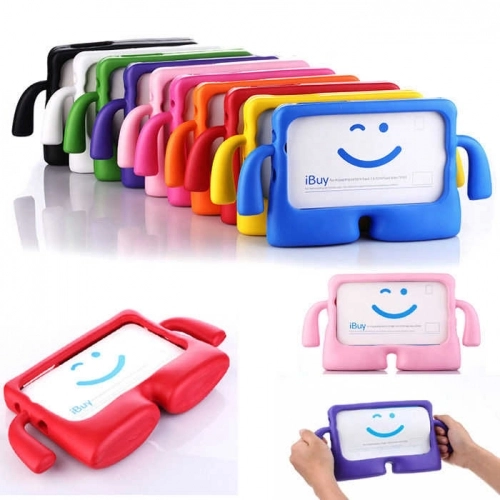 Apple iPad Mini 2021 (6.Nesil) Kılıf Çocuklar İçin Standlı Eğlenceli Korumalı Silikon Tablet Kılıfı - Pembe