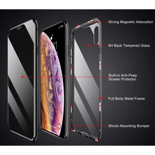 Apple iPhone 11 Kılıf Hayalet Camlı 360 Derece Mıknatıslı 2 Parça Arkası Cam Kapak - Gümüş