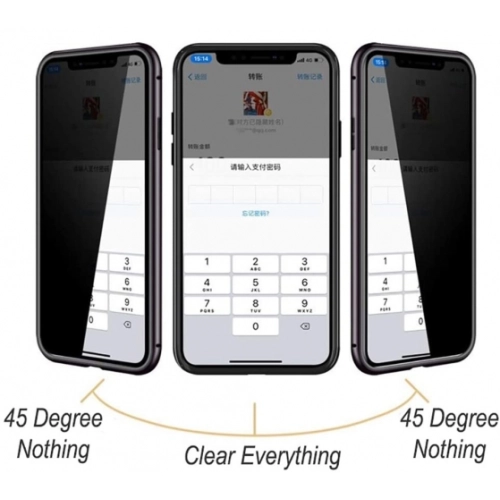 Apple iPhone 11 Kılıf Hayalet Camlı 360 Derece Mıknatıslı 2 Parça Arkası Cam Kapak - Gümüş