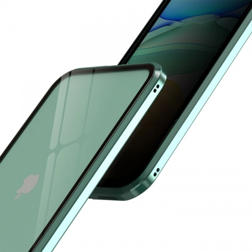 Apple iPhone 11 Kılıf Hayalet Camlı 360 Derece Mıknatıslı 2 Parça Arkası Cam Kapak - Gümüş