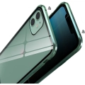 Apple iPhone 11 Kılıf Hayalet Camlı 360 Derece Mıknatıslı 2 Parça Arkası Cam Kapak - Gümüş