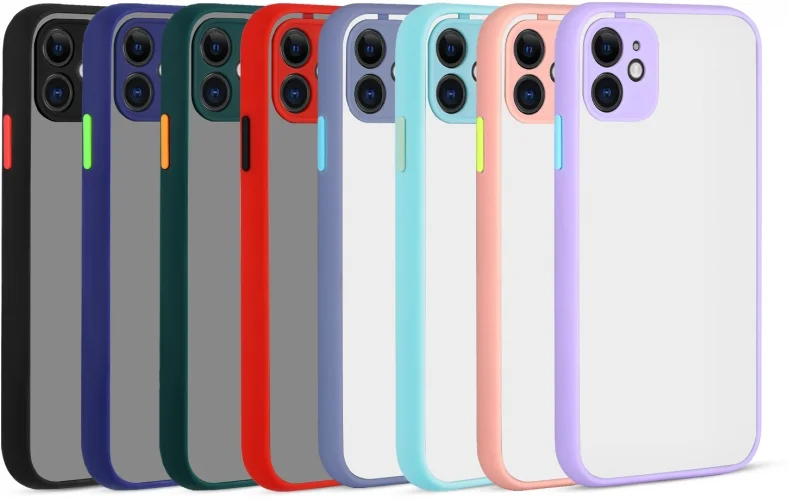 Apple iPhone 11 Kılıf Kamera Korumalı Arkası Şeffaf Mat Silikon Kapak - Koyu Yeşil