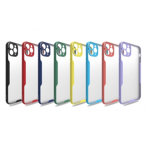 Apple iPhone 11 Pro Kılıf Renkli Silikon Kamera Lens Korumalı Şeffaf Parfe Kapak - Kırmızı