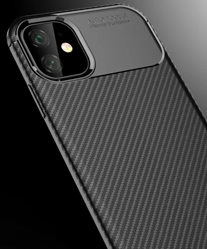 Apple iPhone 11 Pro Kılıf Karbon Serisi Mat Fiber Silikon Negro Kapak - Yeşil