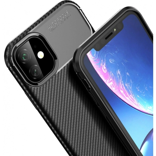 Apple iPhone 11 Pro Max Kılıf Silikon Parmak İzi Bırakmayan Karbon Soft Negro Kapak - Yeşil