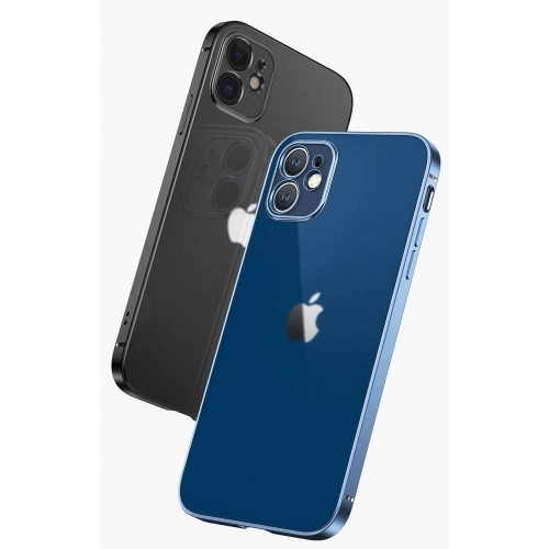 Apple iPhone 12 (6.1) Kılıf Renkli Mat Esnek Kamera Korumalı Silikon G-Box Kapak - Mavi