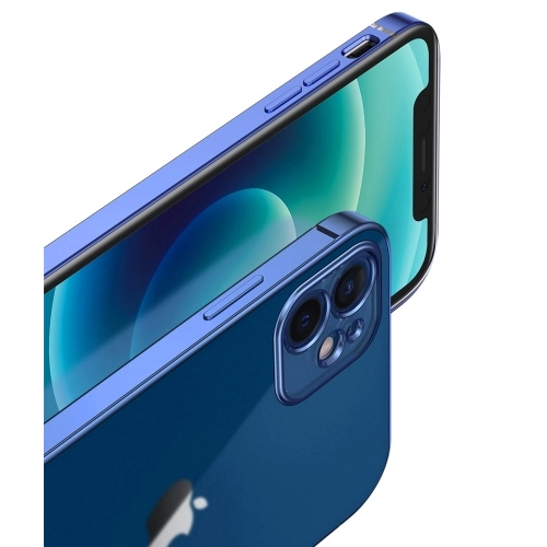 Apple iPhone 12 (6.1) Kılıf Renkli Mat Esnek Kamera Korumalı Silikon G-Box Kapak - Mavi