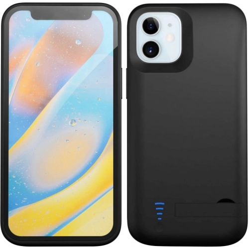 Apple iPhone 12 Pro Max (6.7) Şarjlı Kılıf 6000 mAh Göstergeli Yedek Batarya Powerbank - Siyah