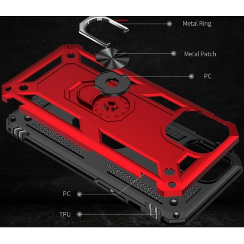 Apple iPhone 12 Pro (6.1) Kılıf Silikon Zırhlı Standlı Yüzüklü Mıknatıslı Tank Kapak - Gümüş