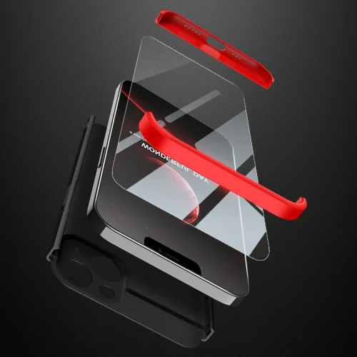 Apple iPhone 13 (6.1) Kılıf 3 Parçalı 360 Tam Korumalı Rubber AYS Kapak - Siyah