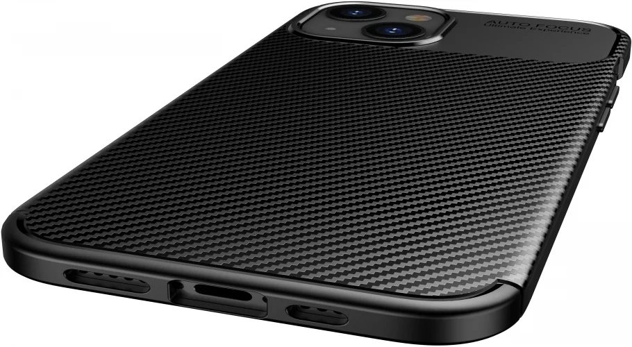 Apple iPhone 13 (6.1) Kılıf Karbon Serisi Mat Fiber Silikon Negro Kapak - Lacivert