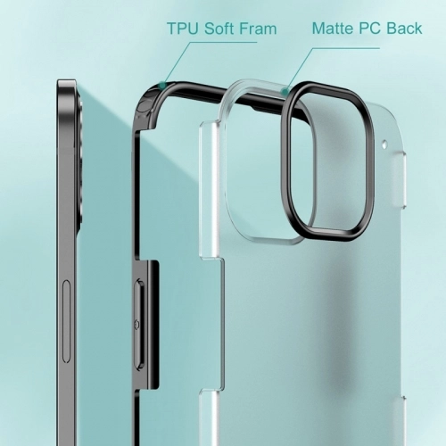 Apple iPhone 13 (6.1) Kılıf Volks Serisi Kenarları Silikon Arkası Şeffaf Sert Kapak - Lacivert