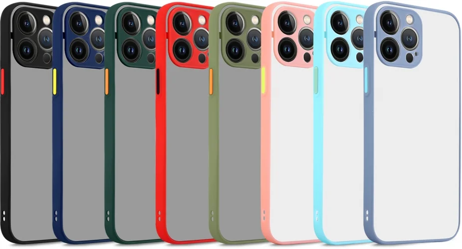 Apple iPhone 13 Pro (6.1) Kılıf Kamera Korumalı Arkası Şeffaf Mat Silikon Kapak - Koyu Yeşil