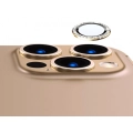 Apple iPhone 13 Pro Max (6.7) Taşlı Kamera Lens Koruyucu CL-06 - Gold