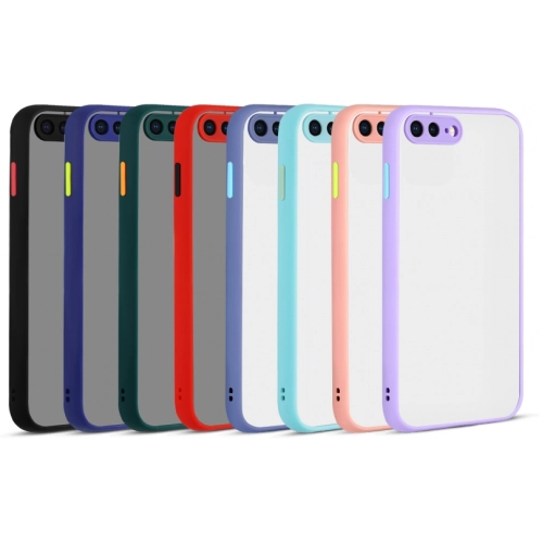 Apple iPhone 7 Plus Kılıf Kamera Korumalı Arkası Şeffaf Mat Silikon Kapak - Siyah