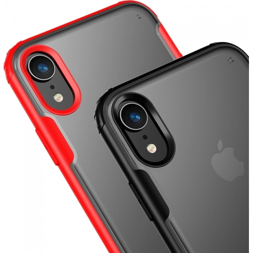 Apple iPhone Xr Kılıf Volks Serisi Kenarları Silikon Arkası Şeffaf Sert Kapak - Siyah