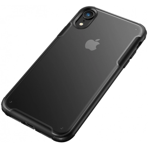 Apple iPhone Xr Kılıf Volks Serisi Kenarları Silikon Arkası Şeffaf Sert Kapak - Siyah