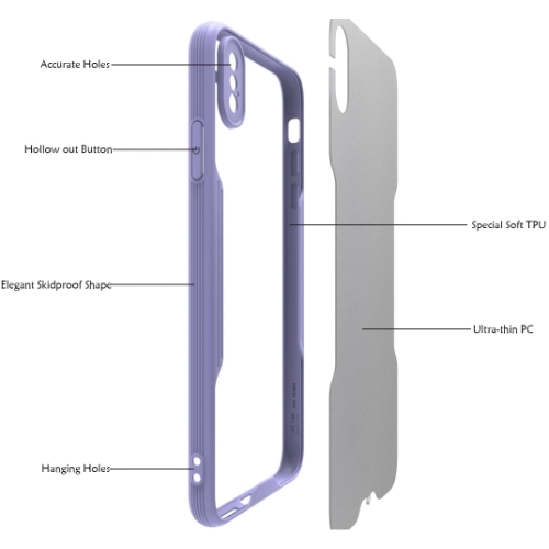 Apple iPhone Xs Max Kılıf Renkli Silikon Kamera Lens Korumalı Şeffaf Parfe Kapak - Lila