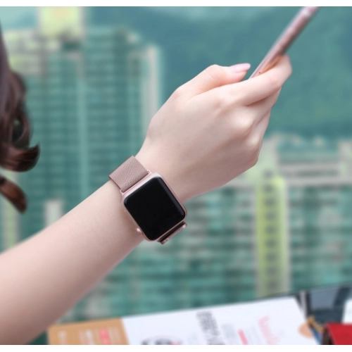 Apple Watch 41mm Metal Kordon Tel Örgü İşlemeli Mıknatıslı KRD-01  - Yeşil