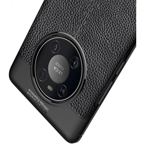 Huawei Mate 40 Pro Kılıf Deri Görünümlü Lüks Parmak İzi Bırakmaz Niss Silikon Kapak - Lacivert