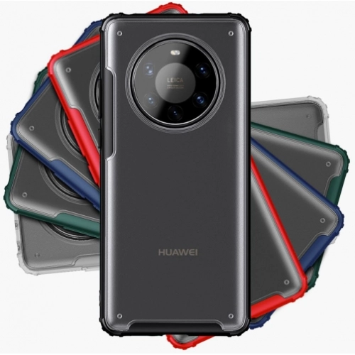 Huawei Mate 40 Pro Kılıf Volks Serisi Kenarları Silikon Arkası Şeffaf Sert Kapak - Kırmızı