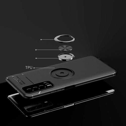 Huawei P Smart 2021 Kılıf Renkli Silikon Yüzüklü Standlı Auto Focus Ravel Kapak - Mavi