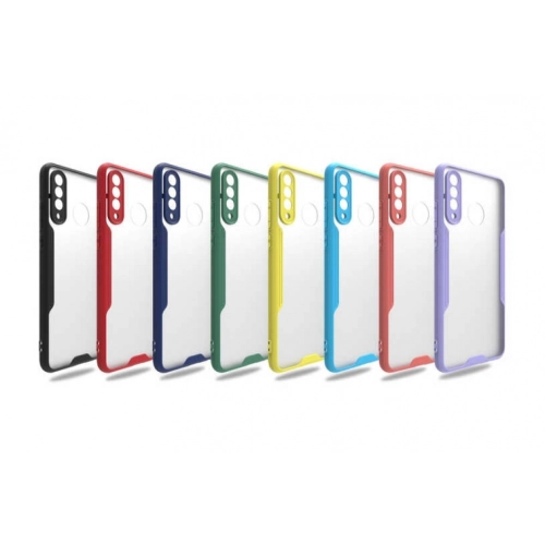 Huawei P30 Lite Kılıf Renkli Silikon Kamera Lens Korumalı Şeffaf Parfe Kapak - Mavi