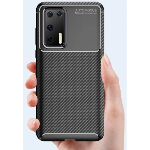 Huawei P40 Kılıf Silikon Parmak İzi Bırakmayan Karbon Soft Negro Kapak - Lacivert
