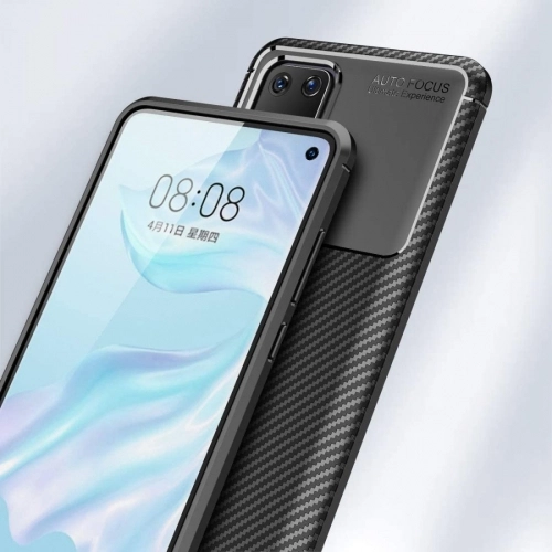 Huawei P40 Kılıf Silikon Parmak İzi Bırakmayan Karbon Soft Negro Kapak - Lacivert