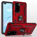 Huawei P40 Kılıf Silikon Zırhlı Standlı Yüzüklü Mıknatıslı Tank Kapak - Kırmızı