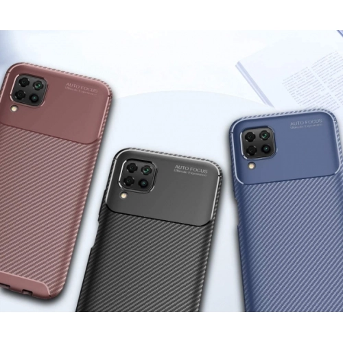 Huawei P40 Lite Kılıf Silikon Parmak İzi Bırakmayan Karbon Soft Negro Kapak - Lacivert