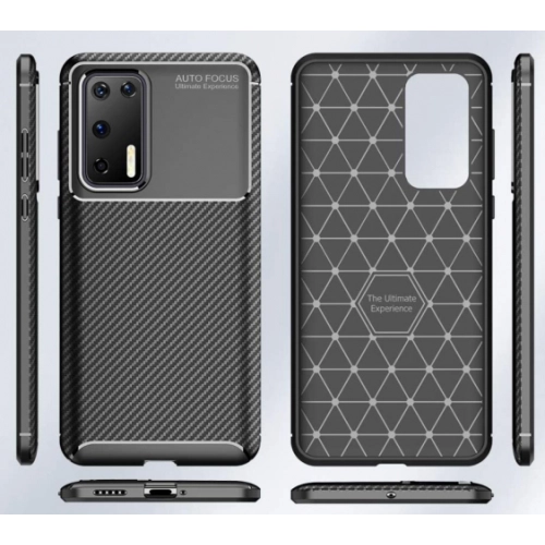Huawei P40 Pro Kılıf Silikon Parmak İzi Bırakmayan Karbon Soft Negro Kapak - Lacivert