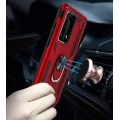 Huawei P40 Pro Kılıf Silikon Zırhlı Standlı Yüzüklü Mıknatıslı Tank Kapak - Kırmızı