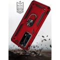 Huawei P40 Pro Kılıf Silikon Zırhlı Standlı Yüzüklü Mıknatıslı Tank Kapak - Kırmızı