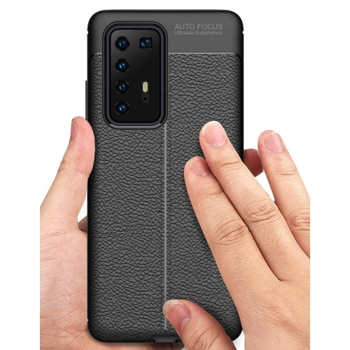 Huawei P40 Pro Kılıf Deri Görünümlü Lüks Parmak İzi Bırakmaz Niss Silikon Kapak - Lacivert