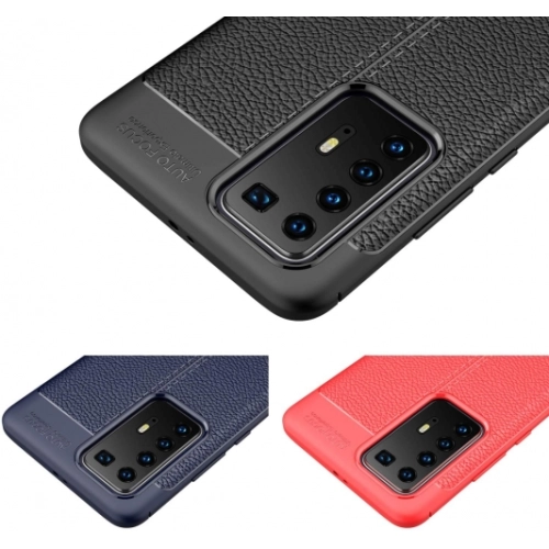 Huawei P40 Pro Kılıf Deri Görünümlü Lüks Parmak İzi Bırakmaz Niss Silikon Kapak - Lacivert