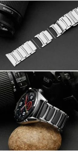 Huawei Watch GT 3 46mm Seramik Metal Kordon KRD-46 - Gold Siyah