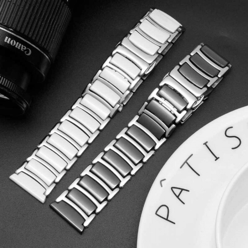 Huawei Watch GT 3 46mm Seramik Metal Kordon KRD-46 - Gümüş Siyah