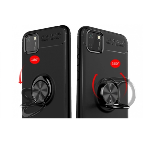 Huawei Y5p Kılıf Renkli Silikon Yüzüklü Standlı Auto Focus Ravel Kapak - Kırmızı