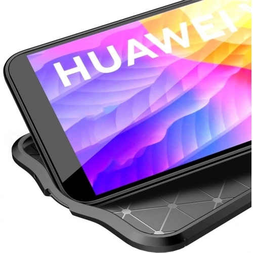 Huawei Y5p Kılıf Deri Görünümlü Lüks Parmak İzi Bırakmaz Niss Silikon Kapak - Lacivert