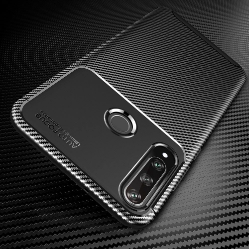 Huawei Y6p Kılıf Silikon Parmak İzi Bırakmayan Karbon Soft Negro Kapak - Lacivert