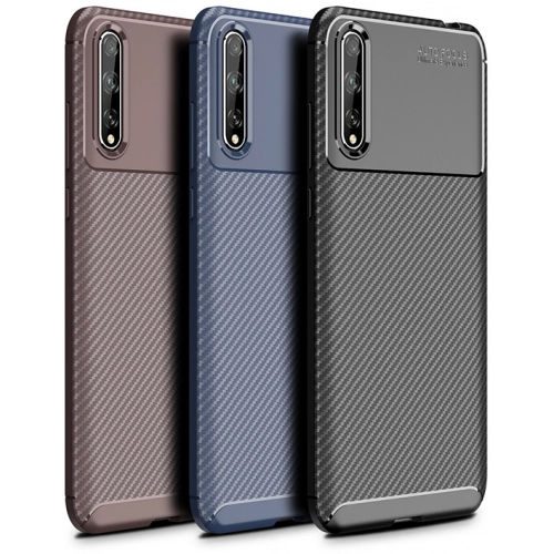 Huawei Y8p Kılıf Silikon Parmak İzi Bırakmayan Karbon Soft Negro Kapak - Lacivert