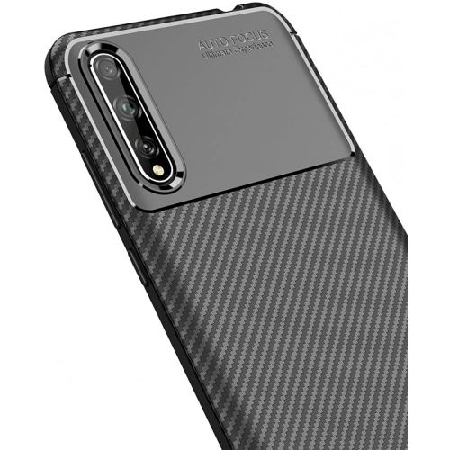 Huawei Y8p Kılıf Silikon Parmak İzi Bırakmayan Karbon Soft Negro Kapak - Lacivert