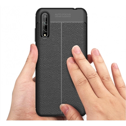 Huawei Y8p Kılıf Deri Görünümlü Lüks Parmak İzi Bırakmaz Niss Silikon Kapak - Lacivert